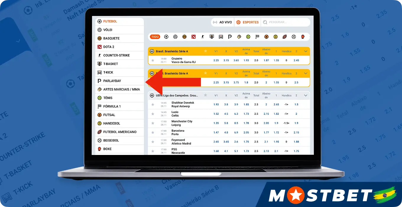 Maraqlandığınız idman növünü və Mostbet-də mərc etmək istədiyiniz xüsusi tədbiri seçin